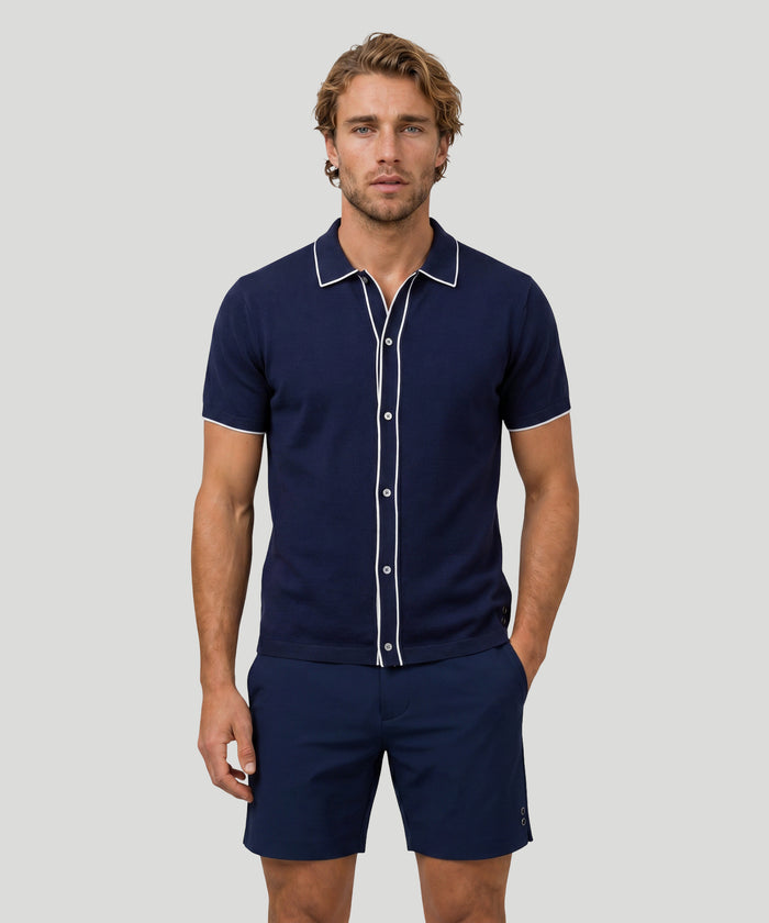 Cotton-Silk Shirt: Marineblau