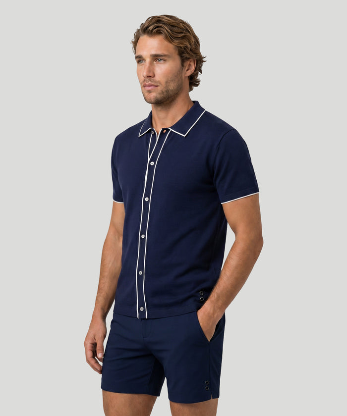 Cotton-Silk Shirt: Marineblau
