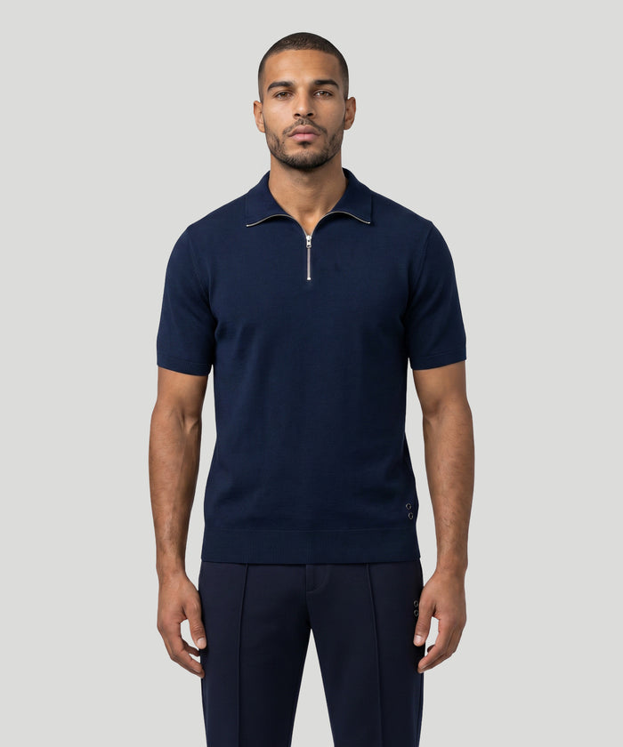 Cotton-Silk RD Polo: Navy