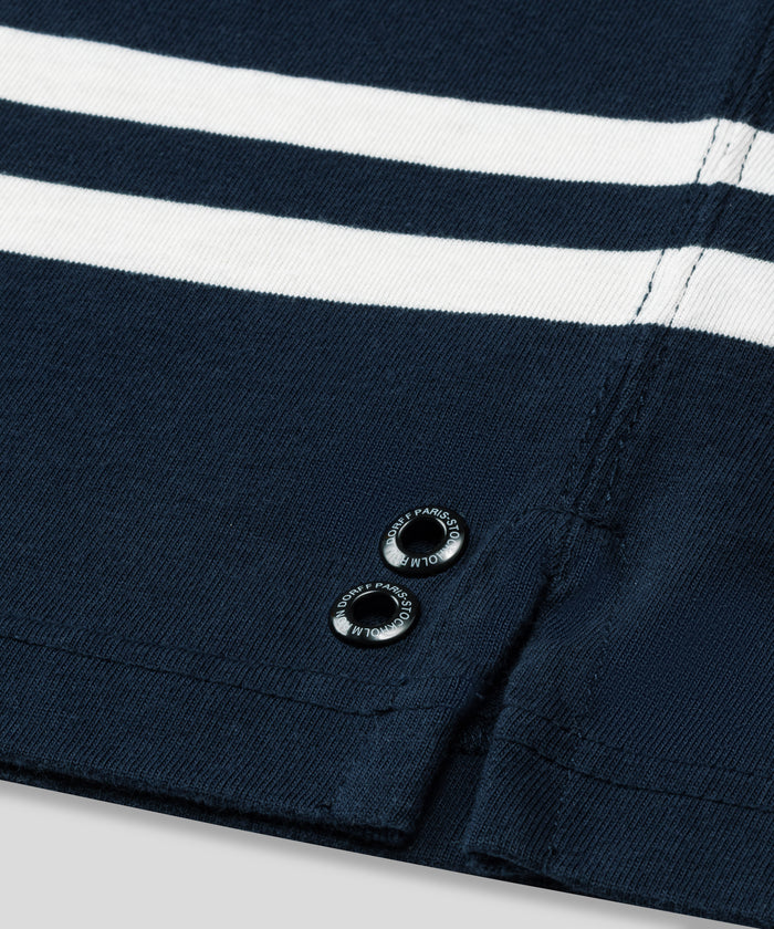 RD Rugby Polo w. Irregular Stripes: Navy/White