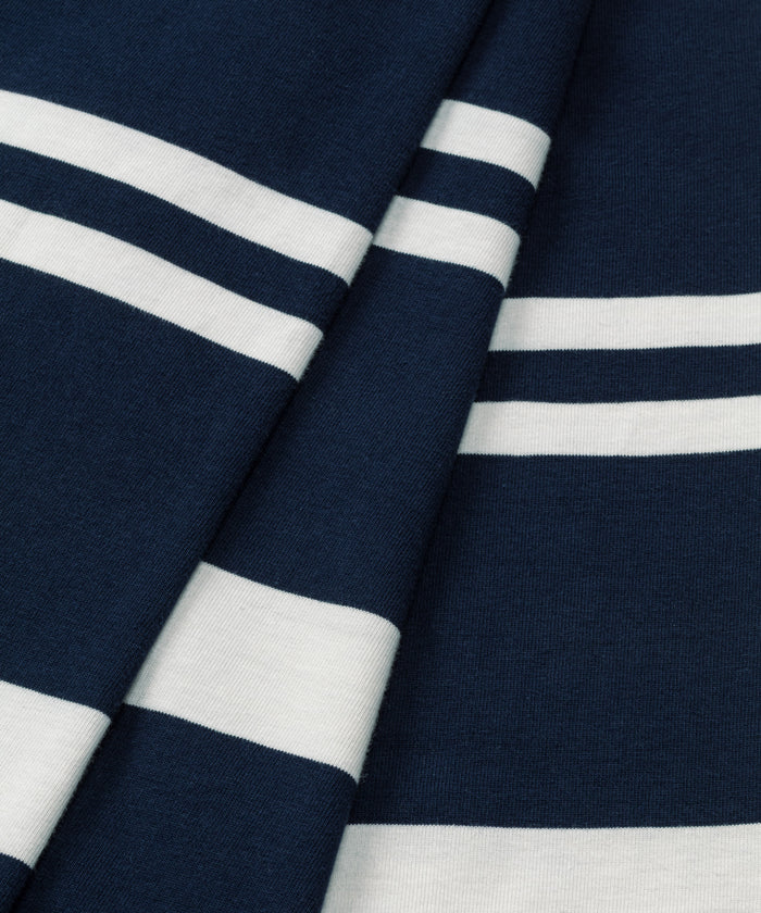 RD Rugby Polo w. Irregular Stripes: Navy/White