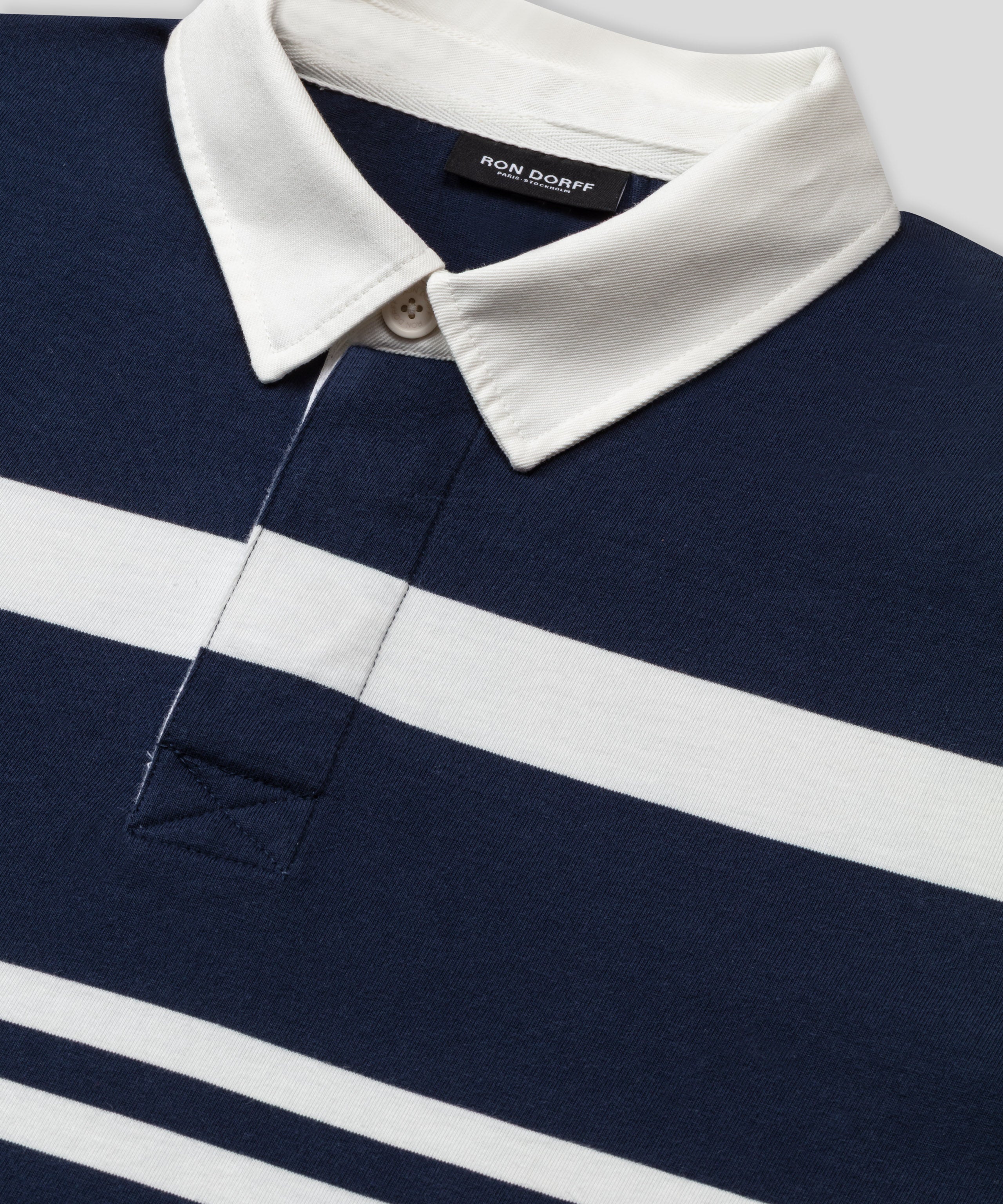 RD Rugby Polo w. Irregular Stripes: Navy/White