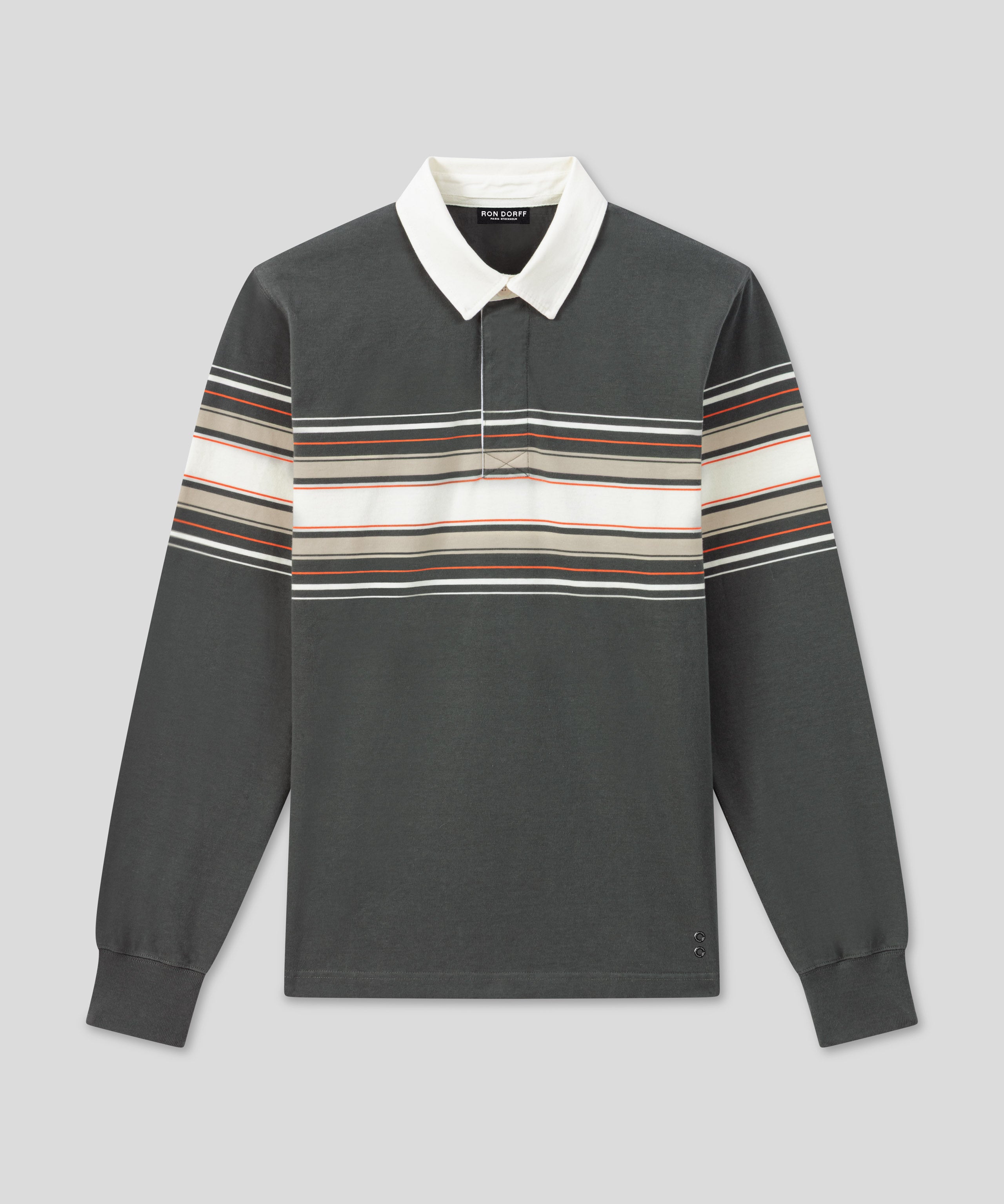 RD Rugby Polo w. Placed Stripes: Urban Khaki