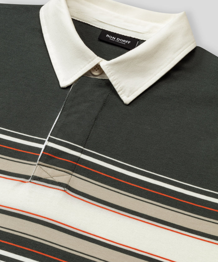 RD Rugby Polo w. Placed Stripes: Urban Khaki