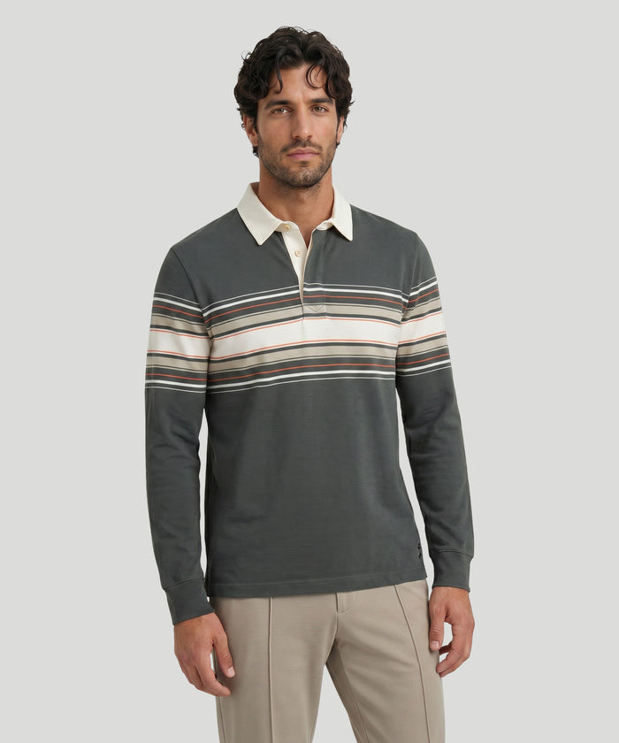 RD Rugby Polo w. Placed Stripes: Urban Khaki