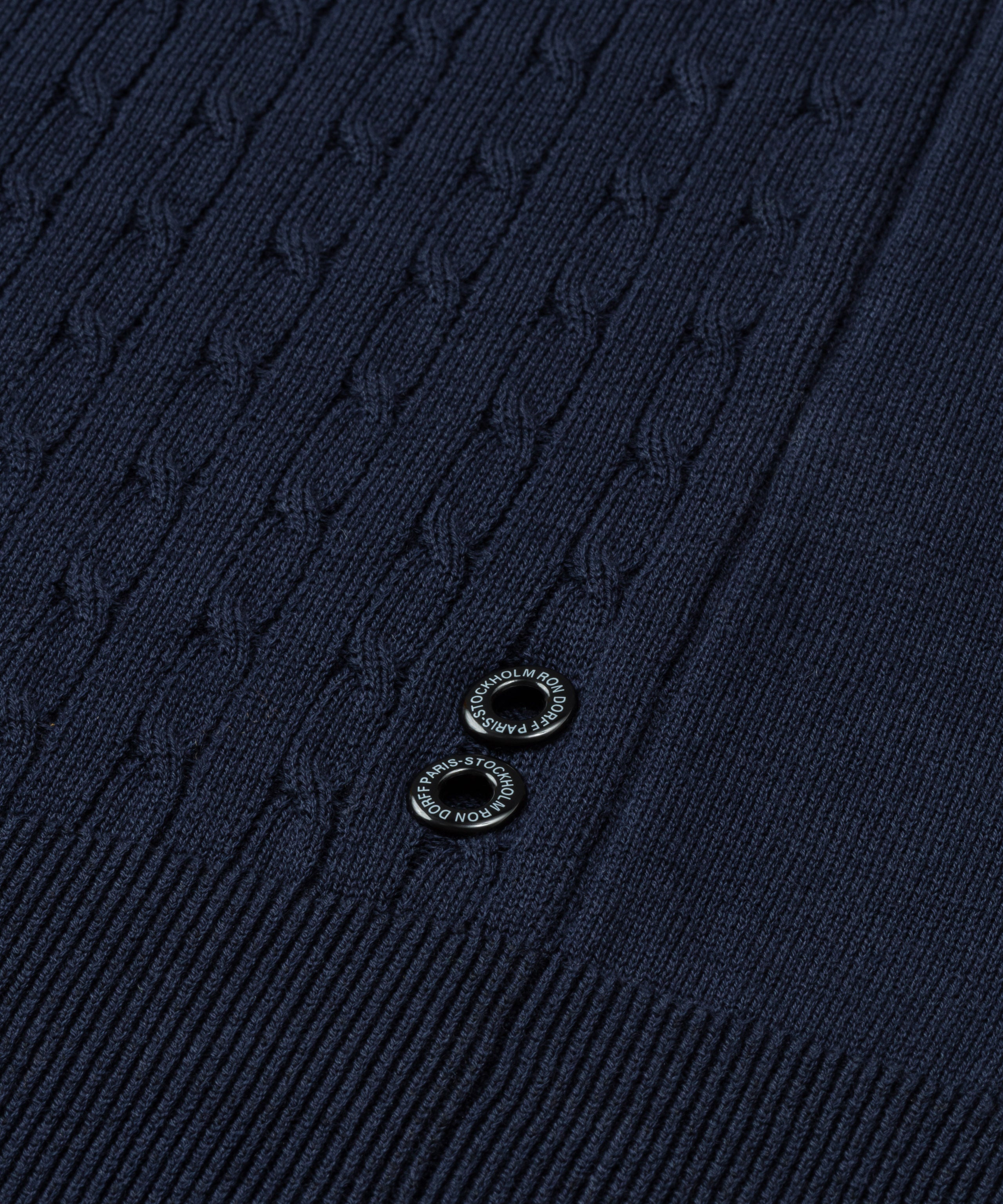 Cotton Polo w. Cable: Marineblau
