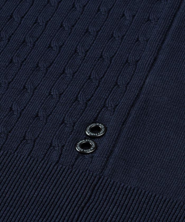Cotton Polo w. Cable: Marineblau