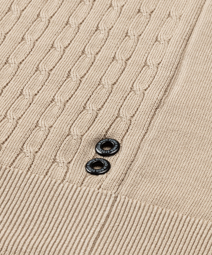 Cotton Polo w. Cable: Sand
