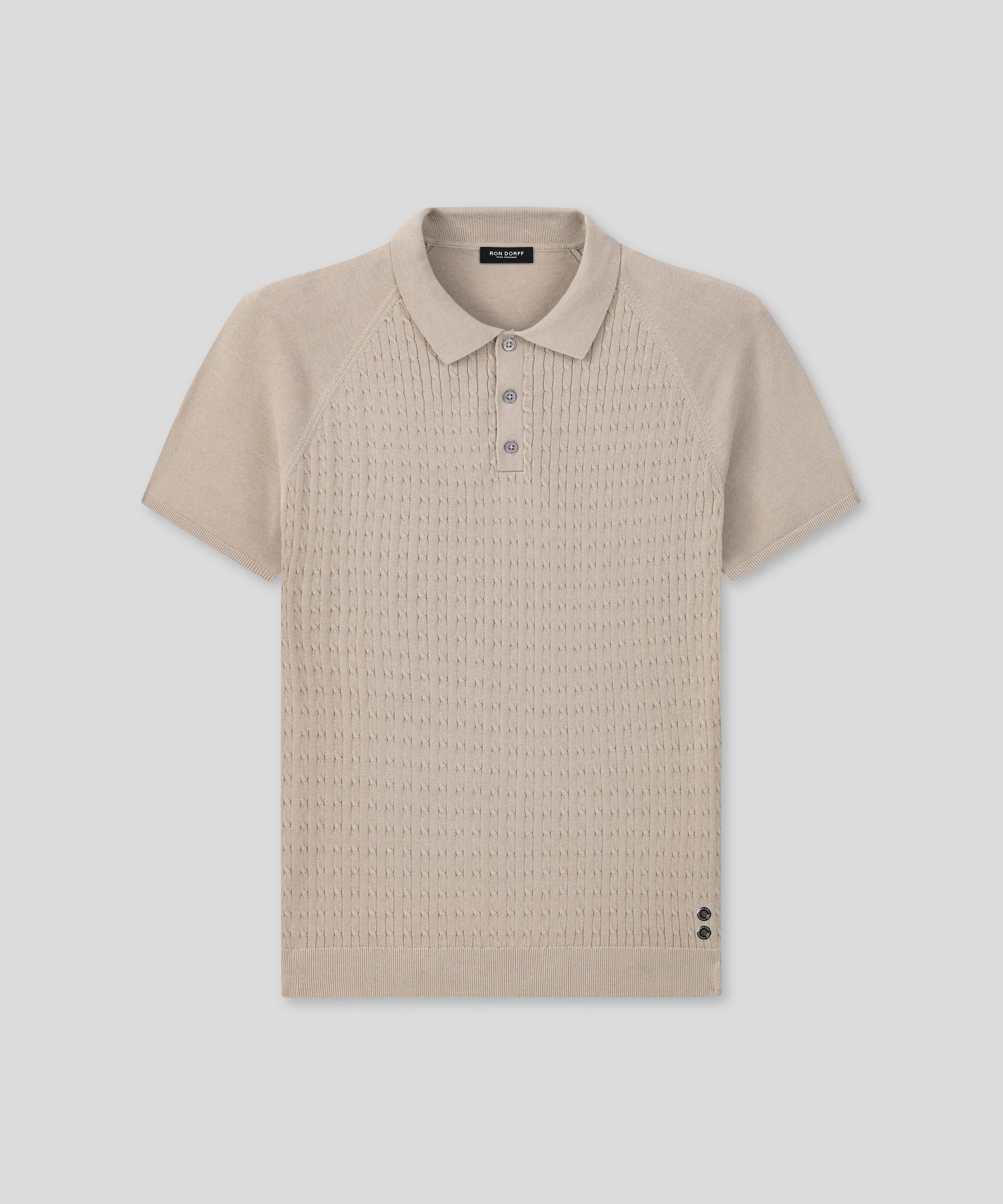 Cotton Polo w. Cable: Sand
