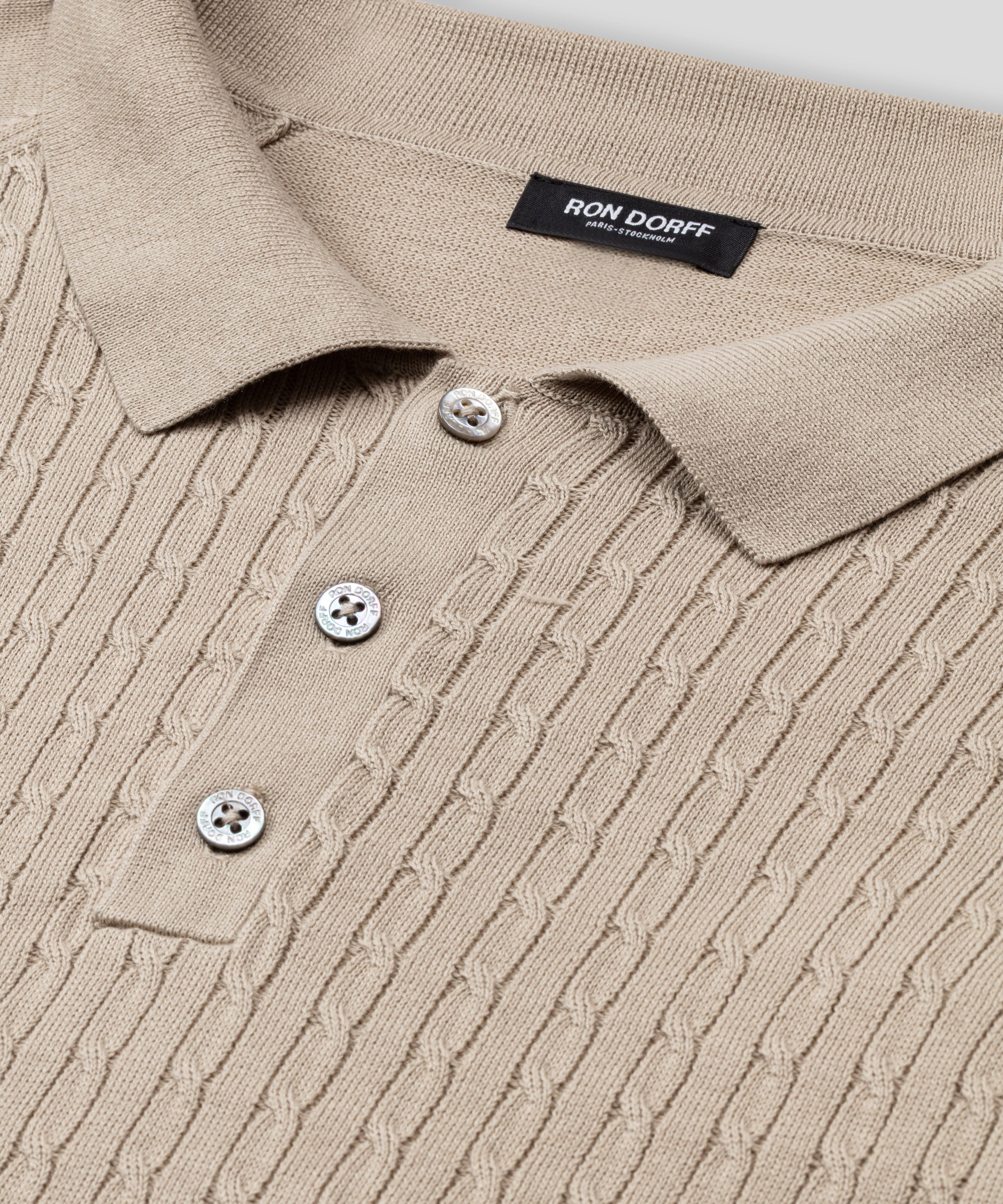 Cotton Polo w. Cable: Sand