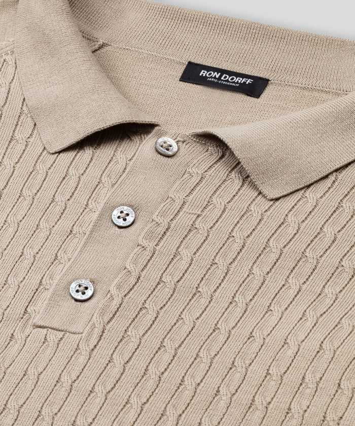 Cotton Polo w. Cable: Sand