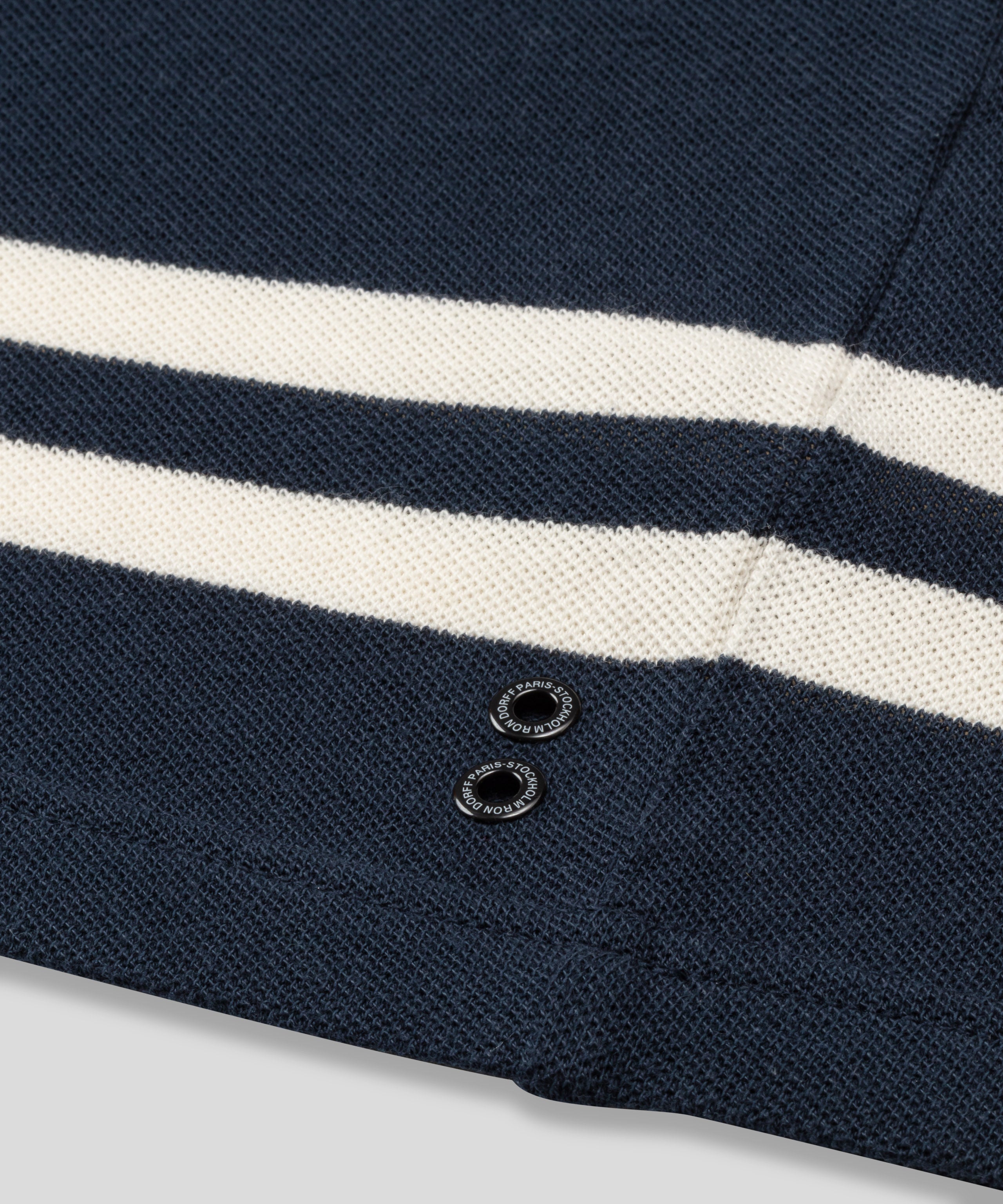 Cotton Piqué T-Shirt Eyelet Edition w. Irregular Stripes: Navy/White