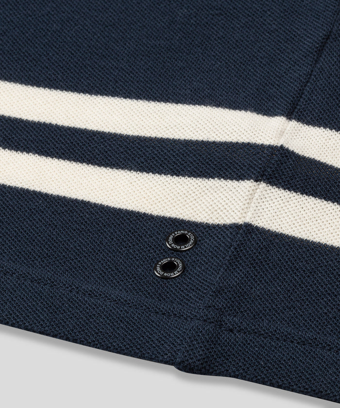 T-shirt Eyelet Edition en piqué de coton à rayures : Bleu marine/blanc
