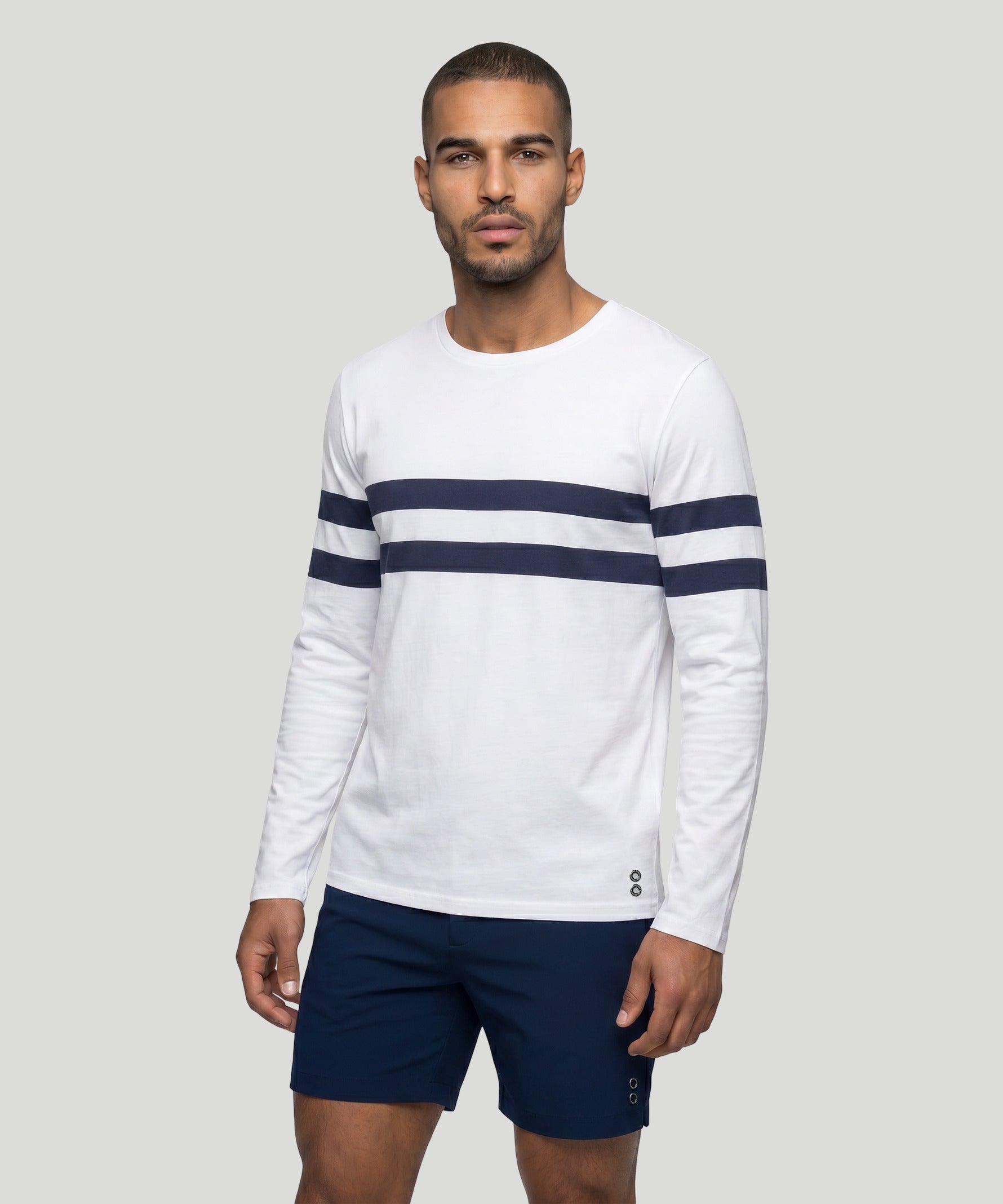 Long Sleeved T-Shirt w. Double Stripes: White