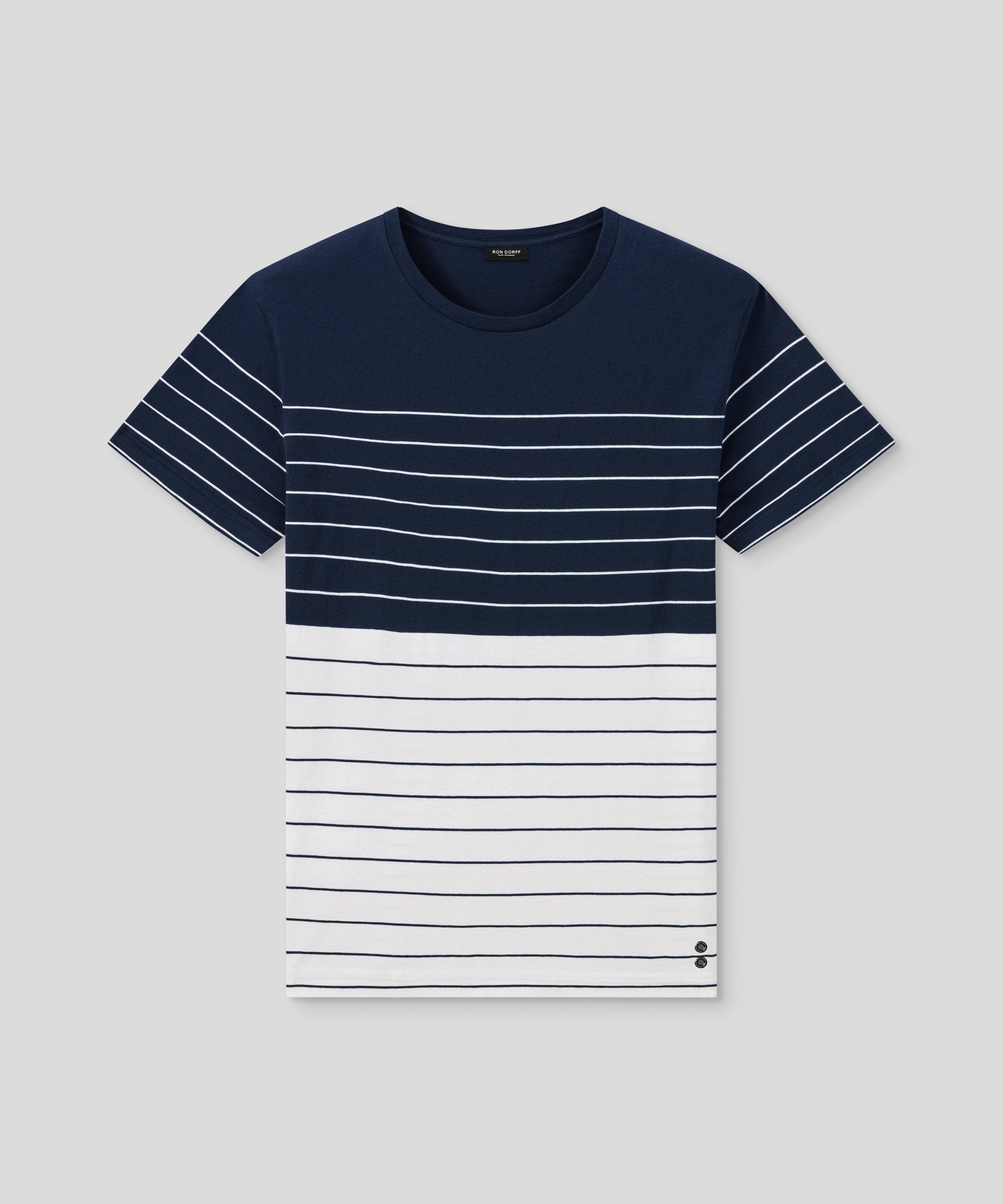 Organic Cotton T-Shirt w. Pin Stripes: Navy/White