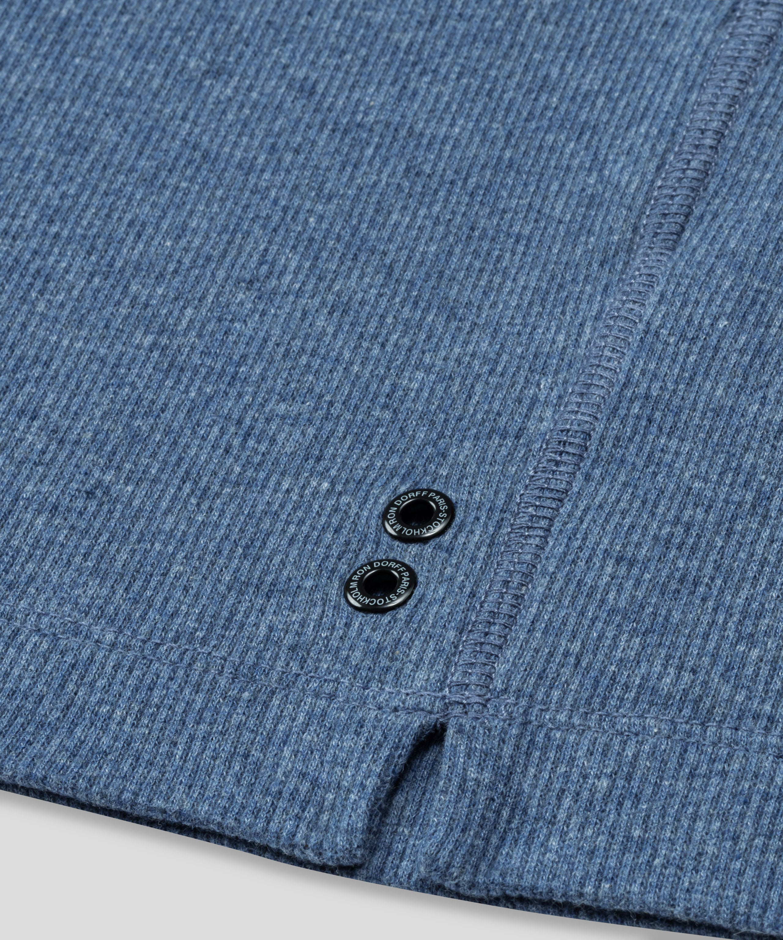 T-shirt manches longues henley côtelé Army Ribbed en coton: Bleu chiné