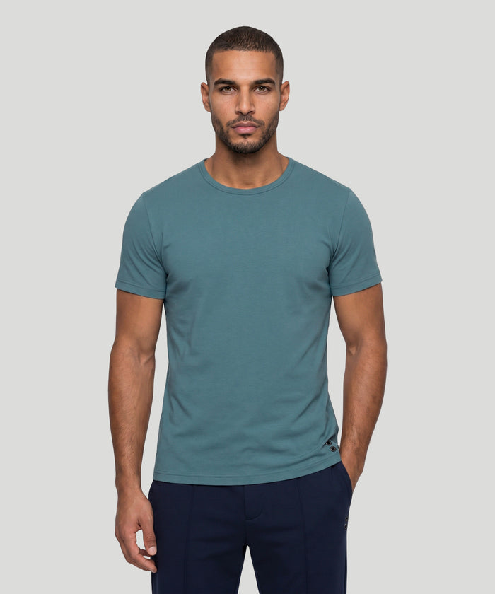 T-shirt Eyelet Edition en coton: Bleu baltique
