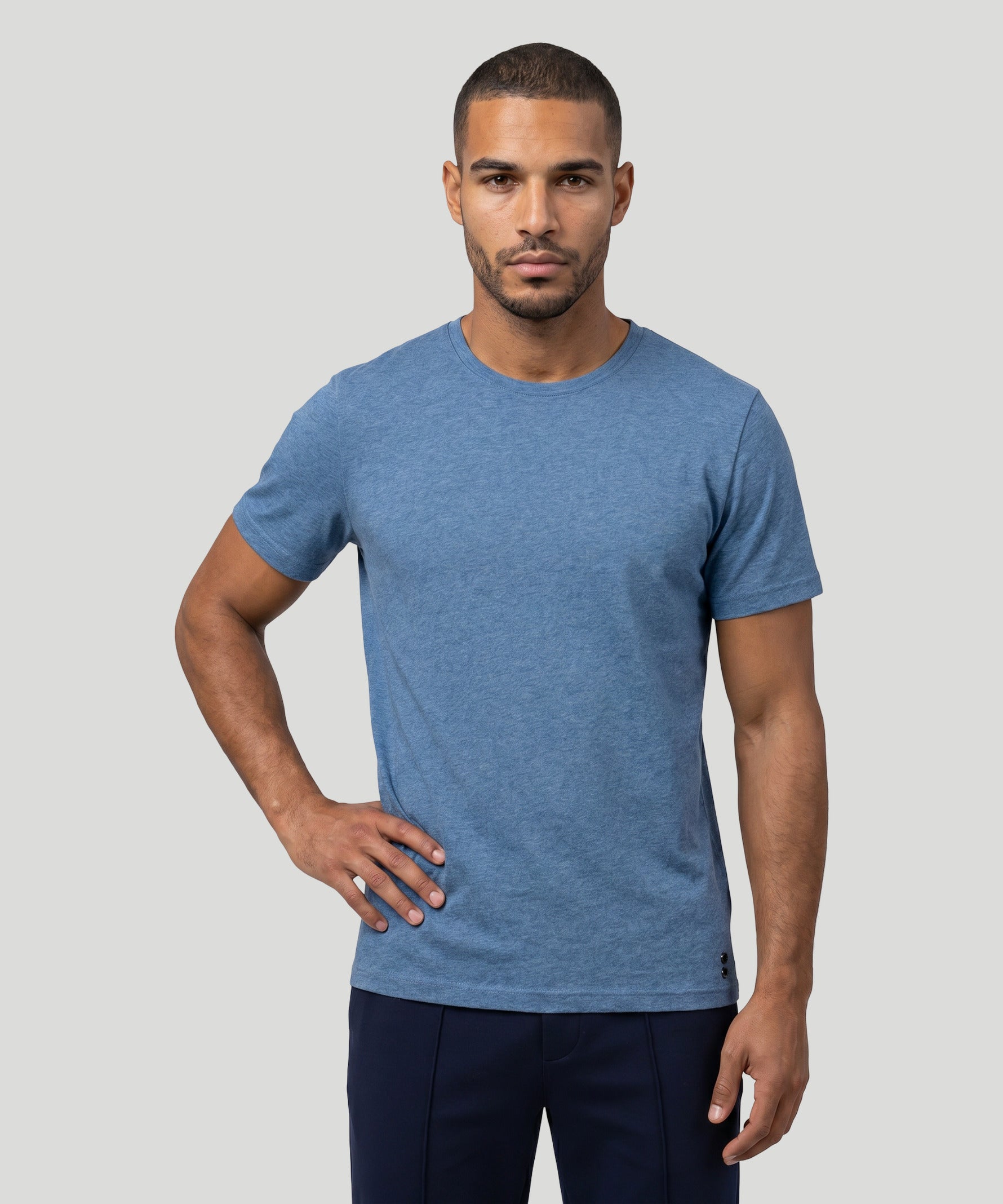 Crew Neck T-Shirt Eyelet Edition: Blue Melange