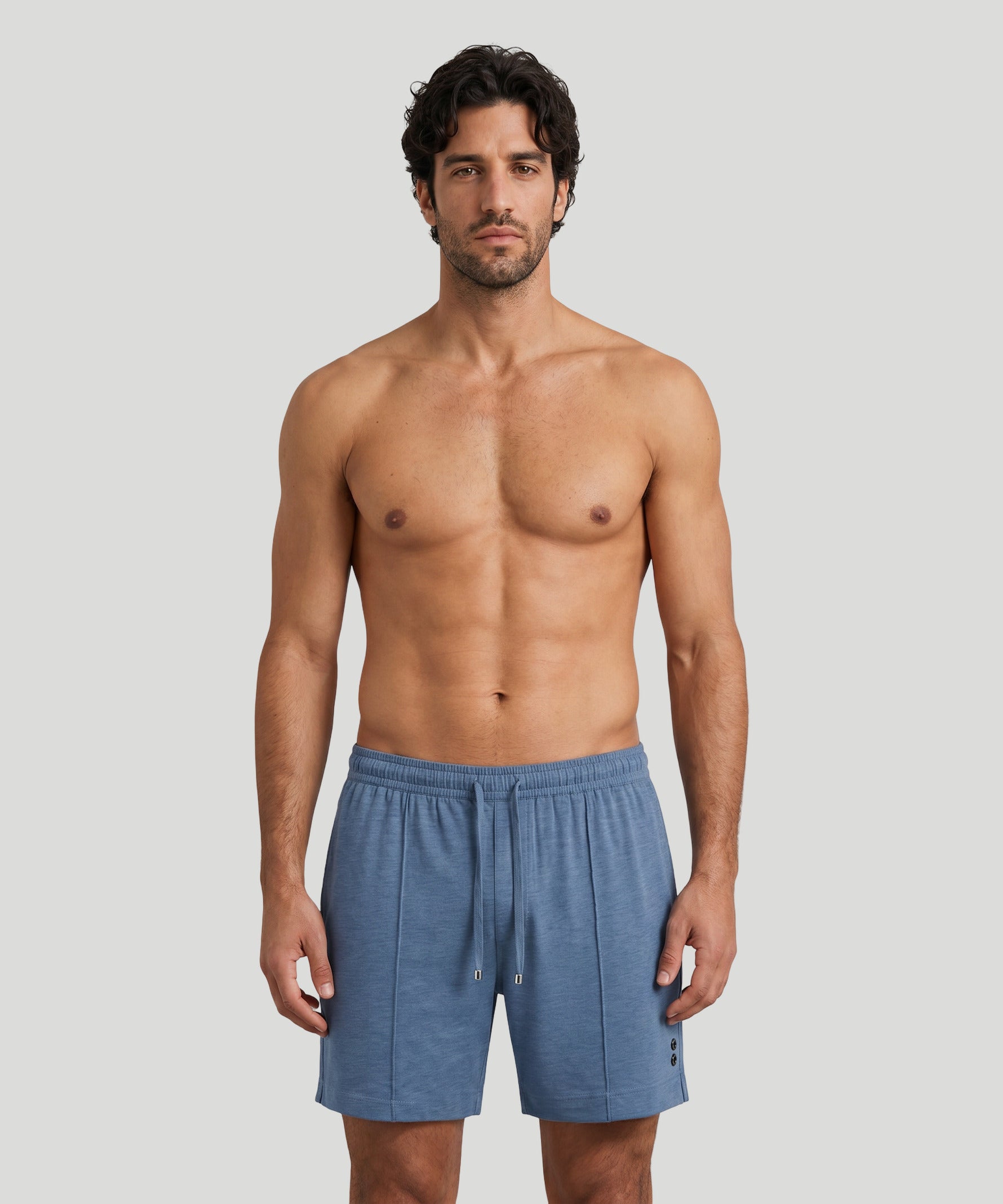 Home Short en coton: Bleu chiné