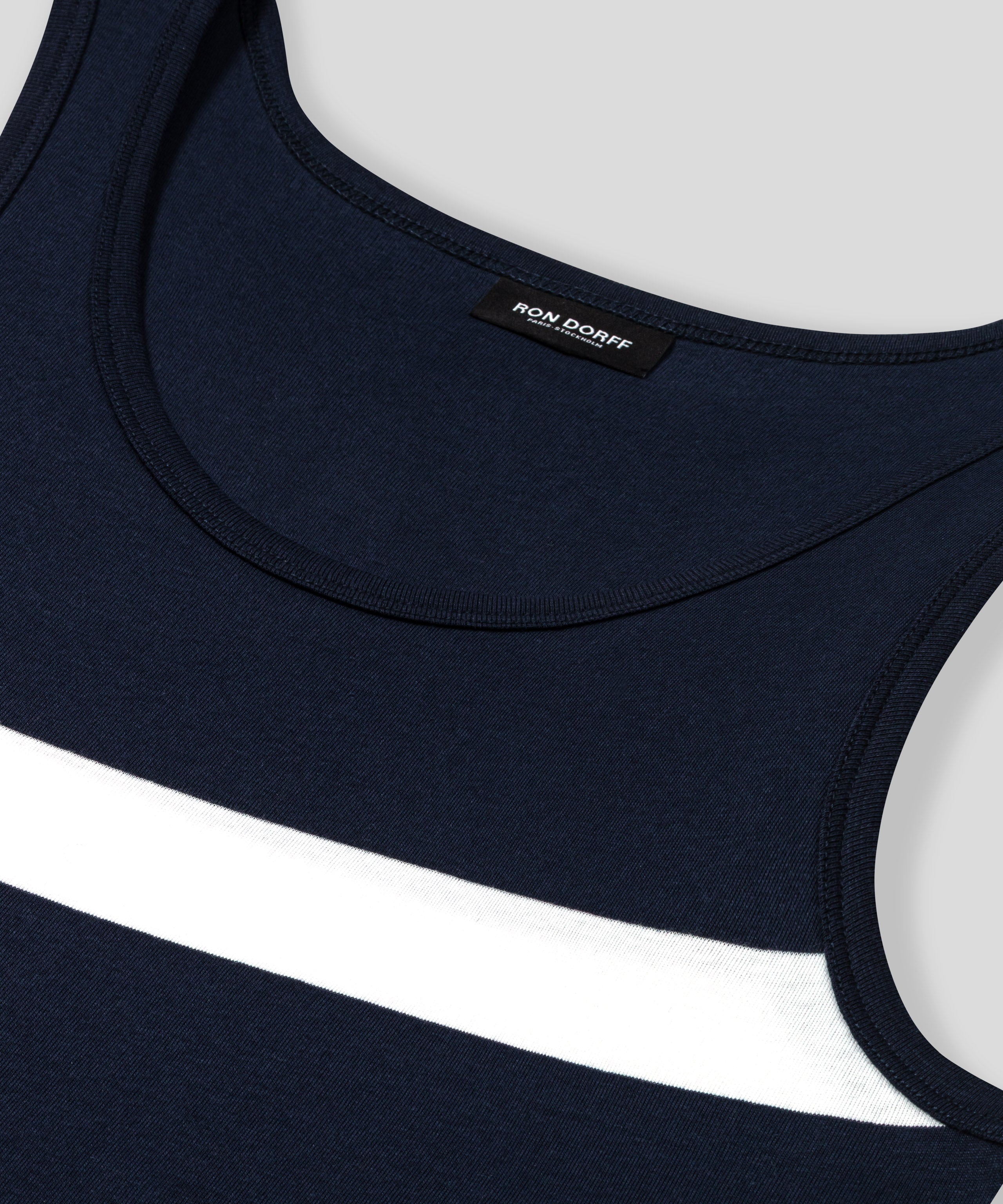 Ribbed Tank Top w. Stripes: Navy/White