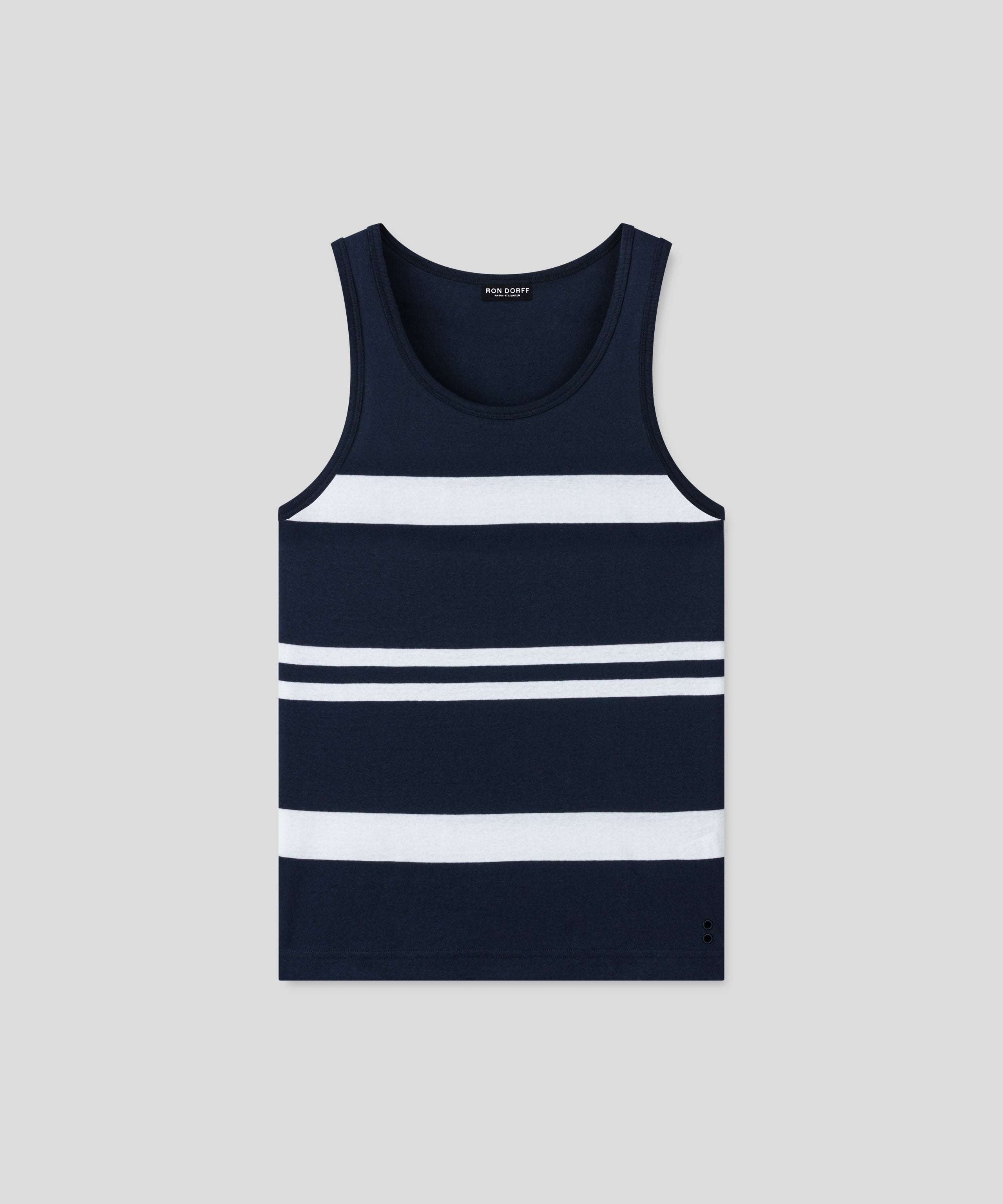 Ribbed Tank Top w. Stripes: Navy/White