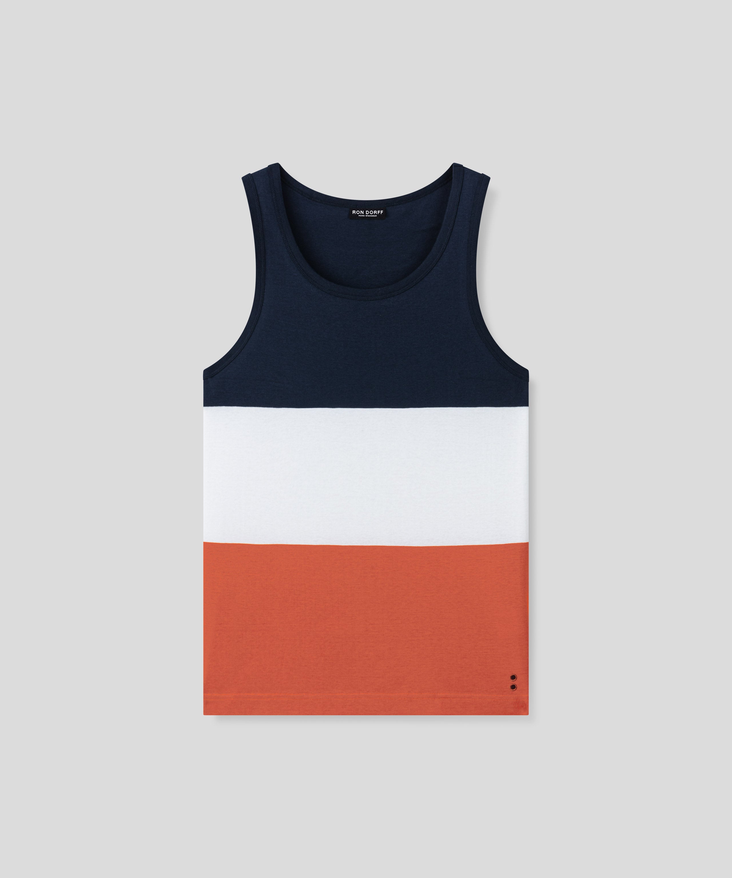 Ribbed Tank Top Tricolor: Marineblau/Orange