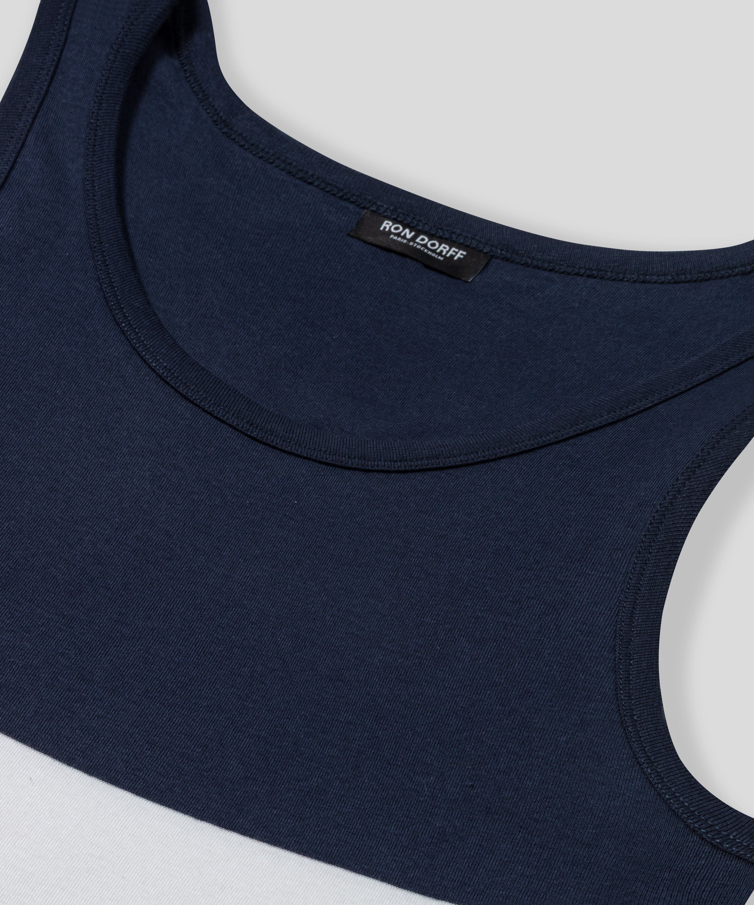 Ribbed Tank Top Tricolor: Marineblau/Orange