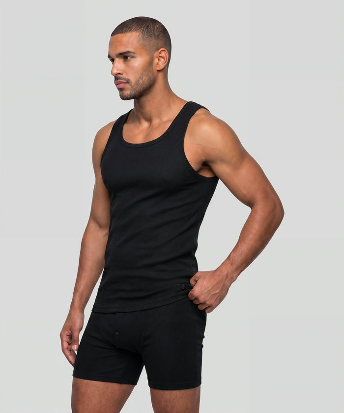 Army Ribbed Tank Top: Schwarz