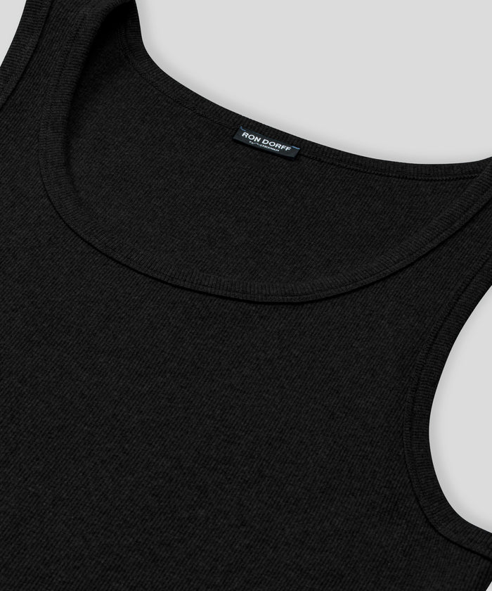 Army Ribbed Tank Top: Schwarz