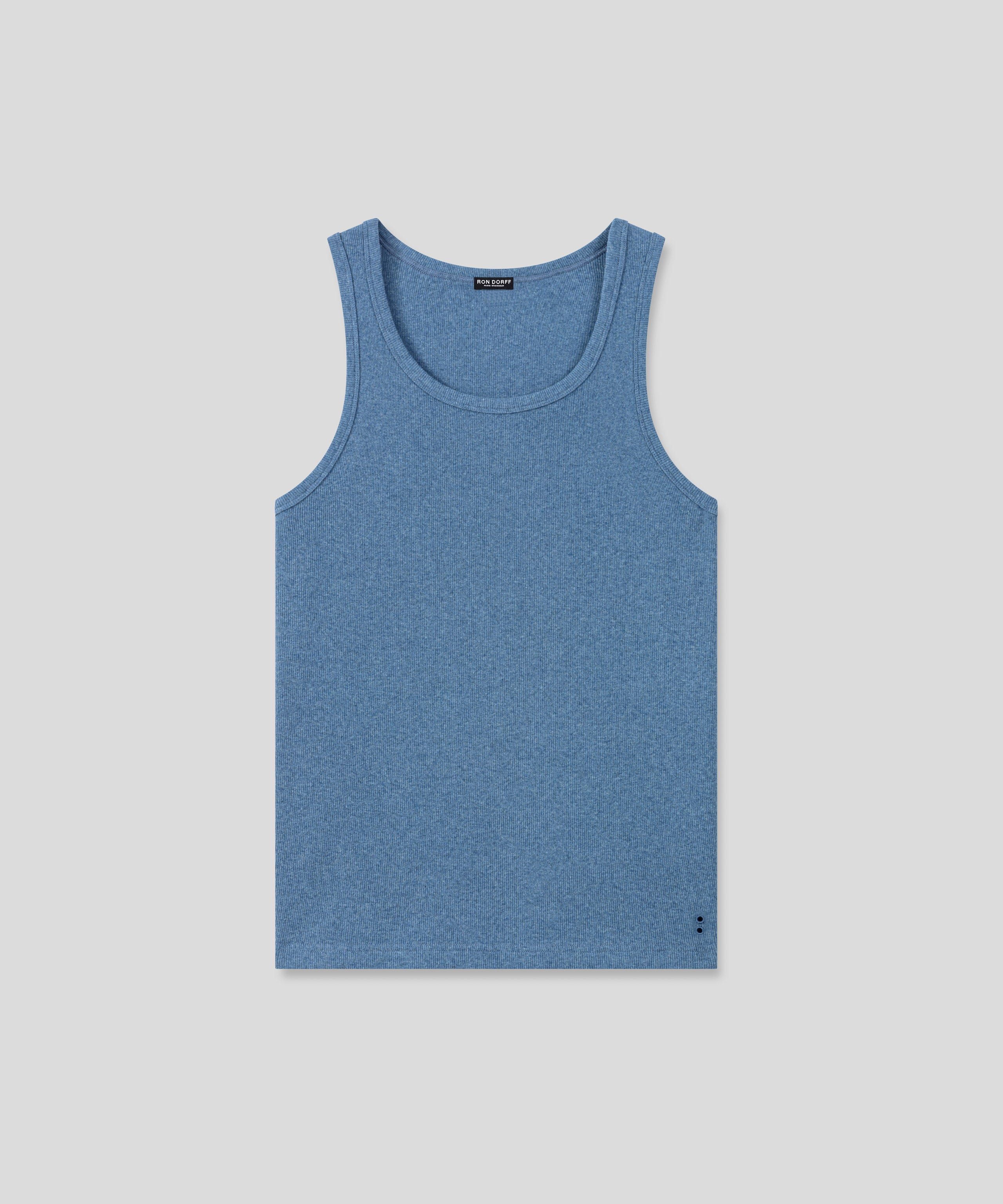 Army Ribbed Tank Top: Blue Melange