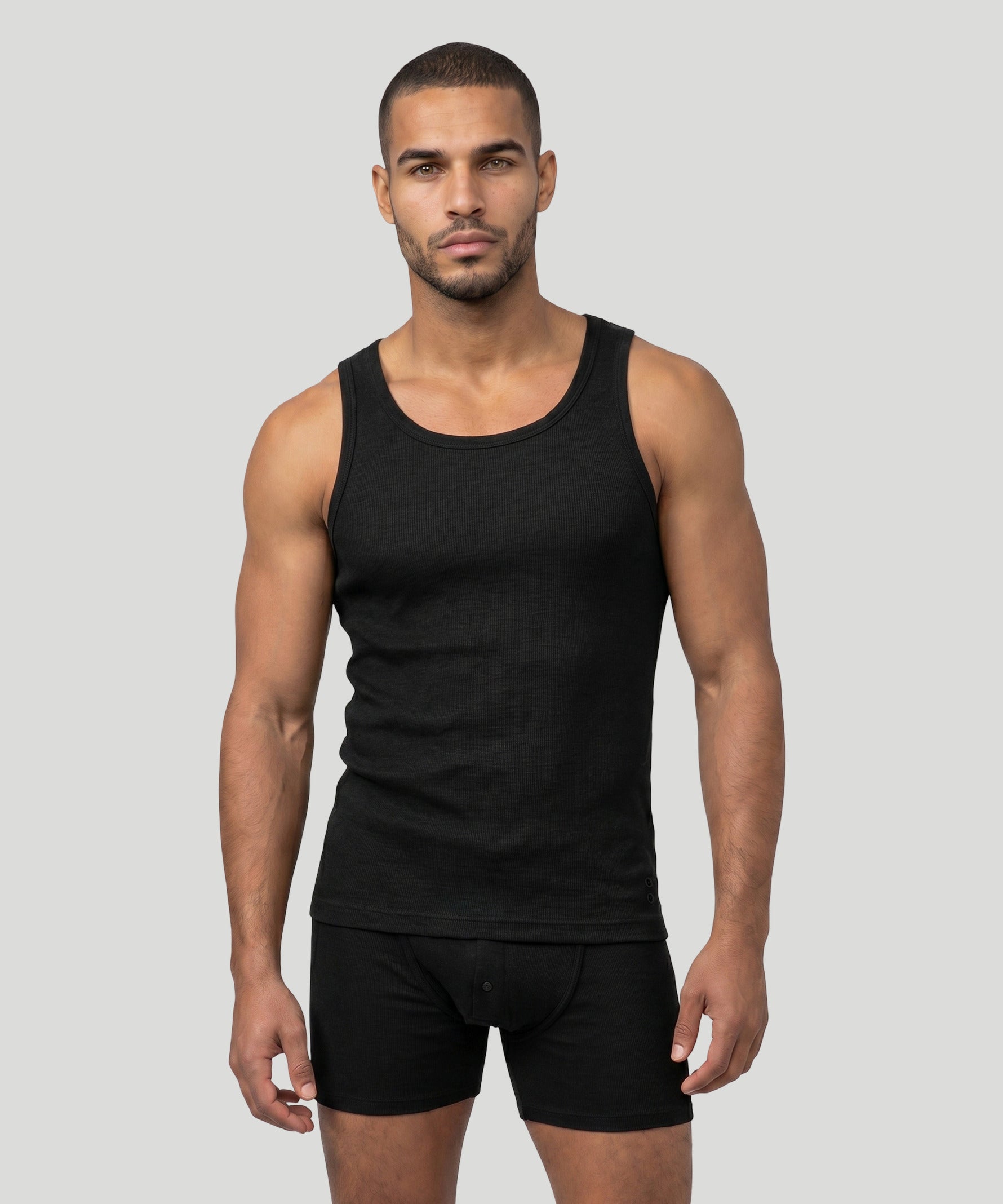 Army Ribbed Tank Top: Schwarz