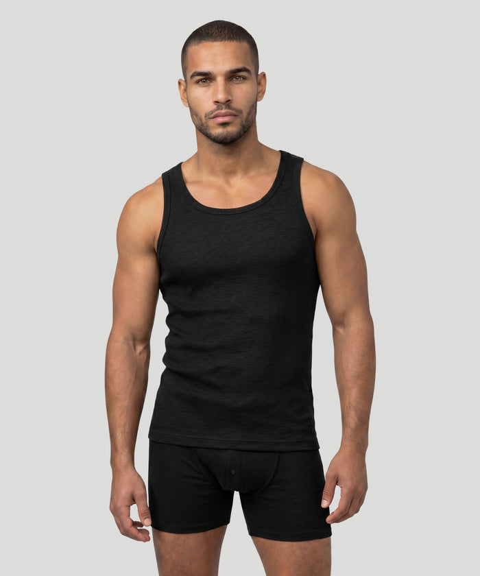Army Ribbed Tank Top: Schwarz