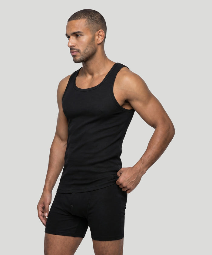 Army Ribbed Tank Top: Schwarz