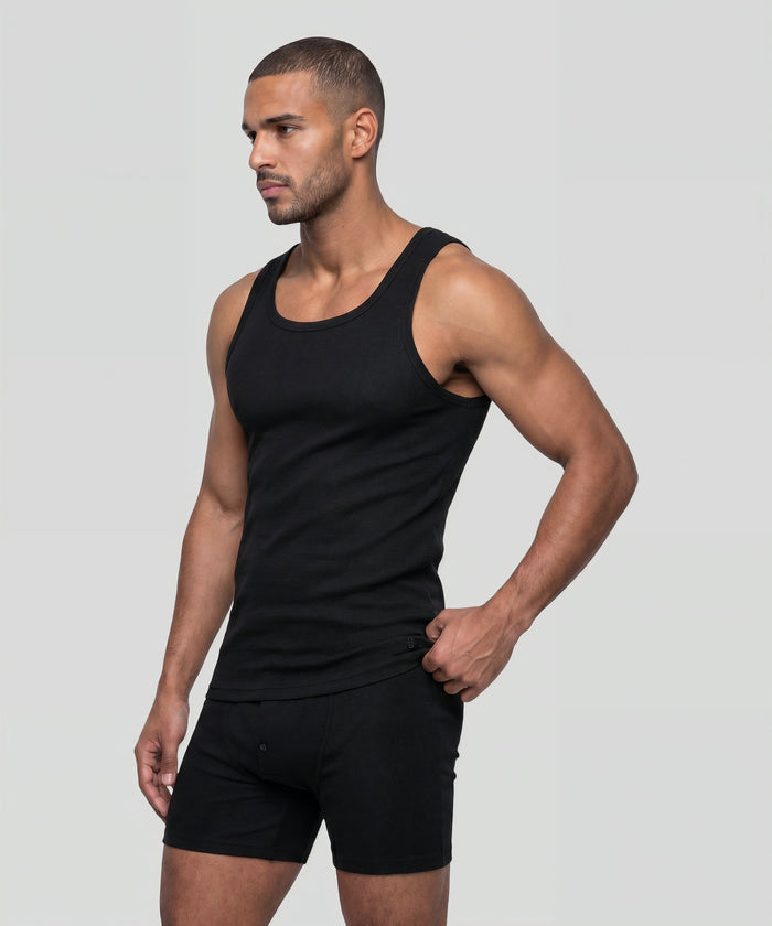 Débardeur côtelé Army Ribbed en coton: Noir