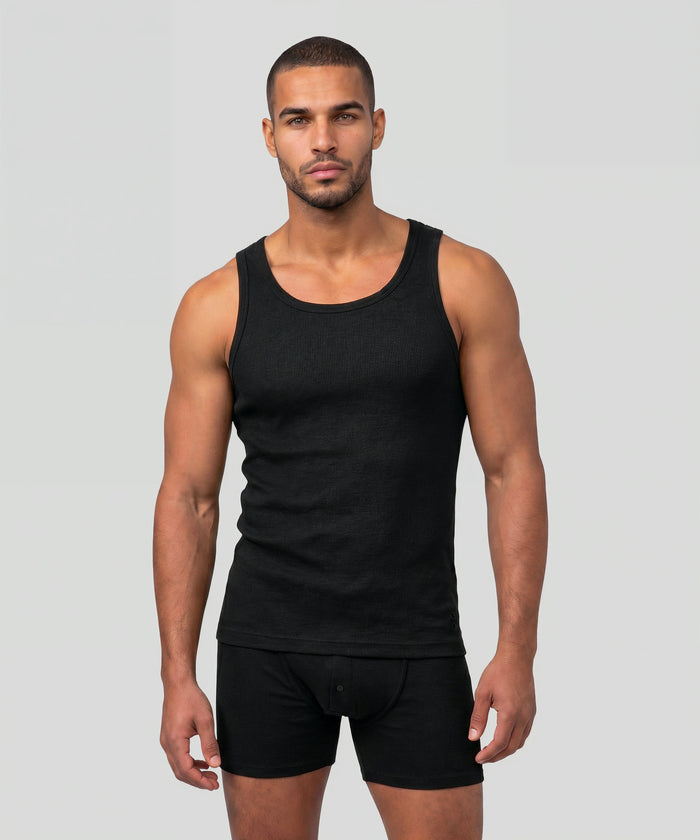 Army Ribbed Tank Top: Schwarz
