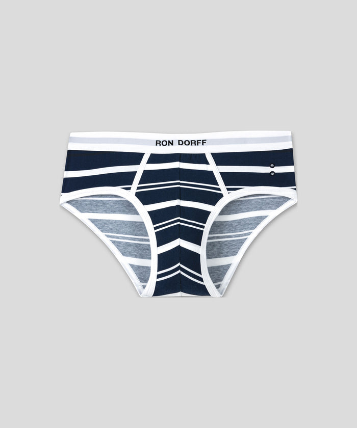 RON DORFF Y-Front Briefs w. Stripes: Navy/White