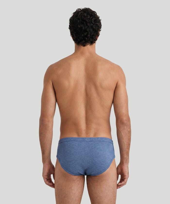 Slip Y-Front Army Ribbed : Bleu chiné