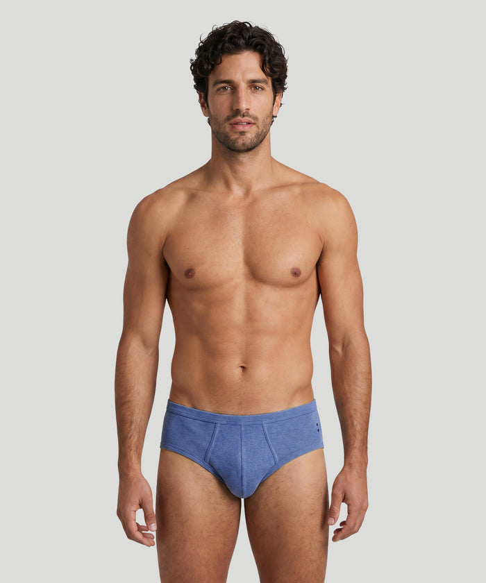 Slip Y-Front Army Ribbed : Bleu chiné