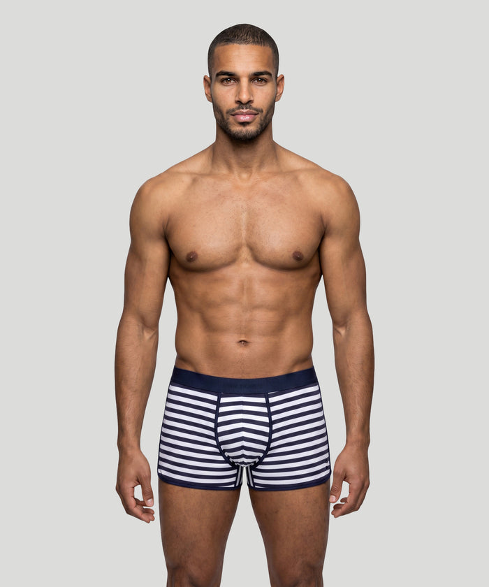 Boxer Marathon: Bleu marine/blanc