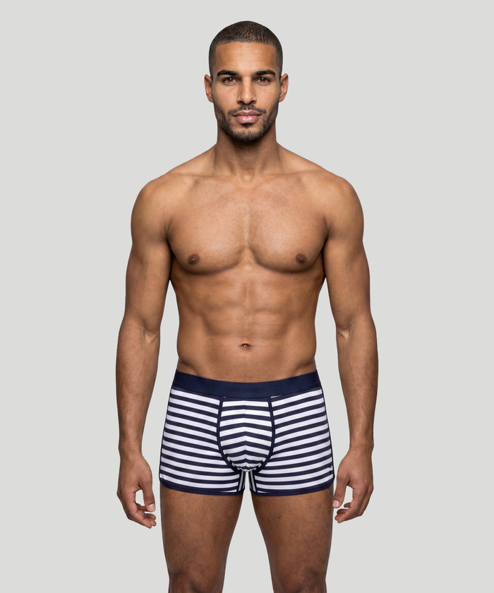 Boxer marathon: Bleu marine/blanc