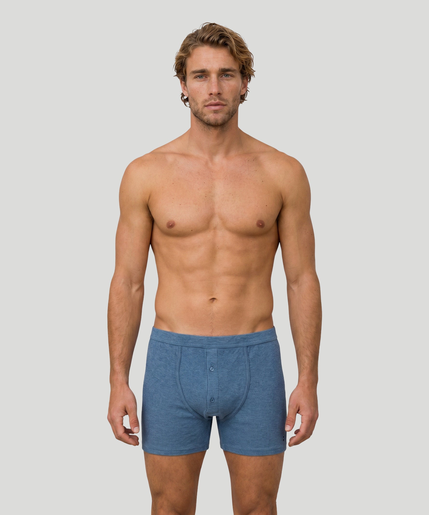 Army Ribbed Night Shorts: Blue Melange