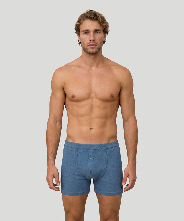 Boxer long côtelé Army Ribbed: Bleu chiné