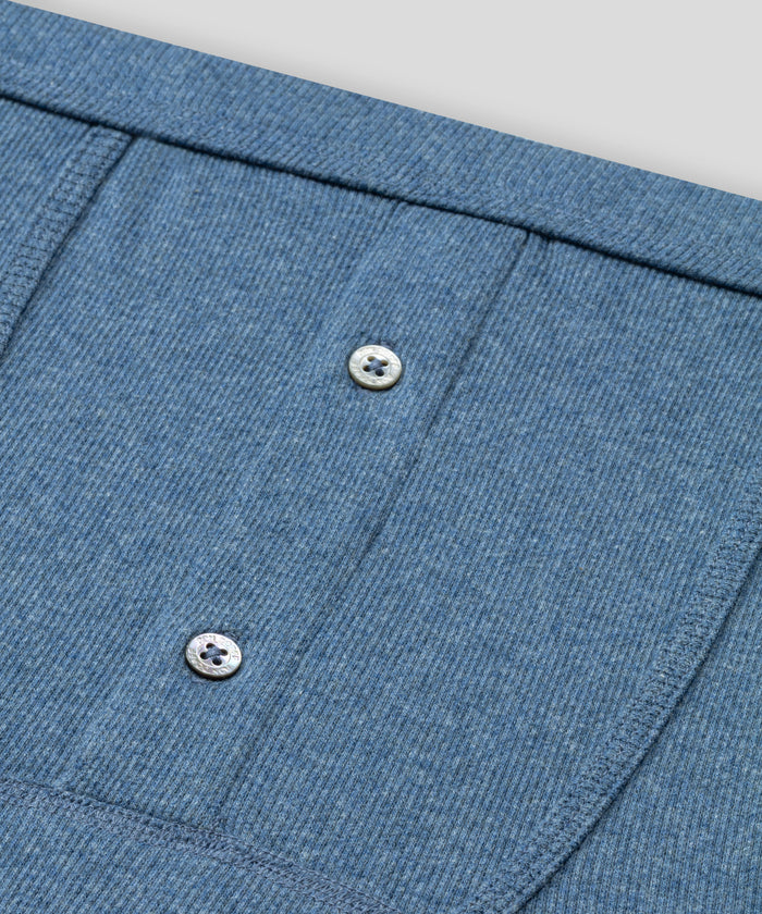 Army Ribbed Night Shorts: Blue Melange
