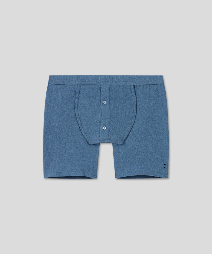 Army Ribbed Night Shorts: Blue Melange