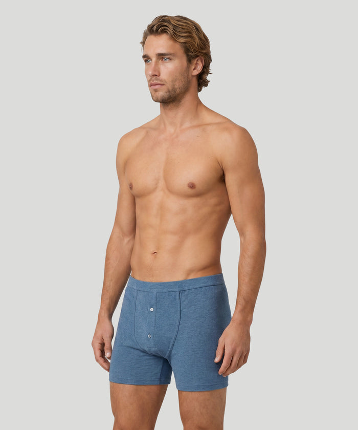 Army Ribbed Night Shorts: Blue Melange
