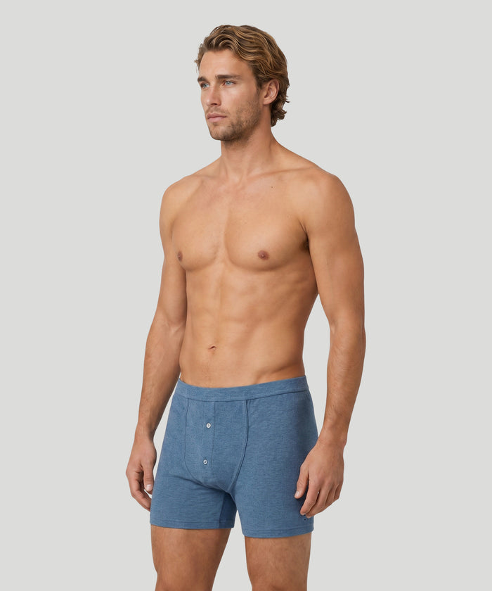 Boxer long côtelé Army Ribbed: Bleu chiné