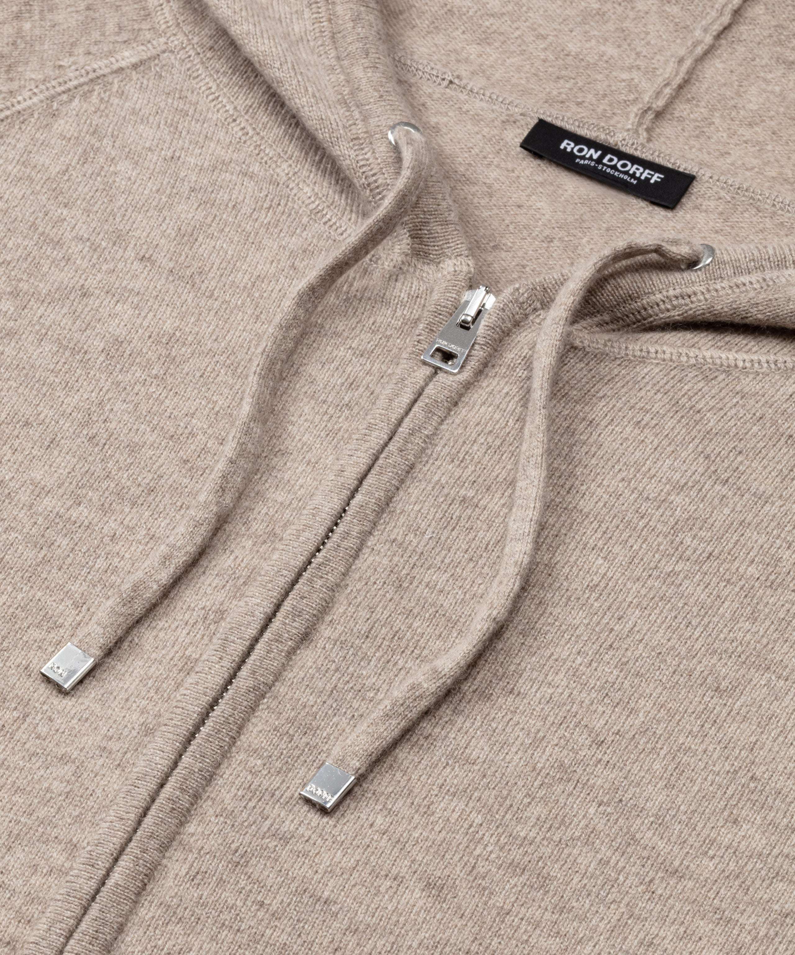 Cashmere Zipped Hoodie: Heather Beige