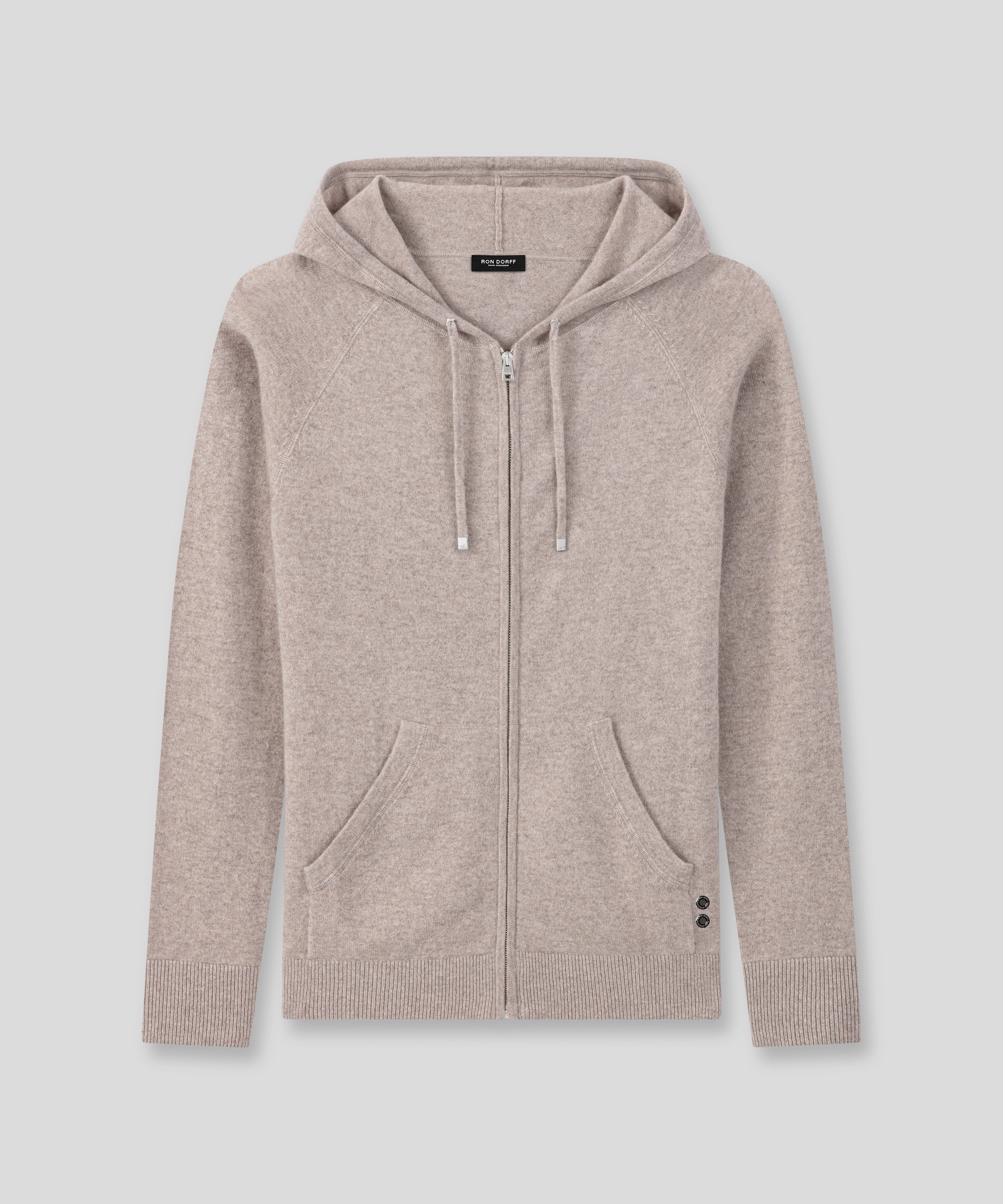 Cashmere Zipped Hoodie: Heather Beige
