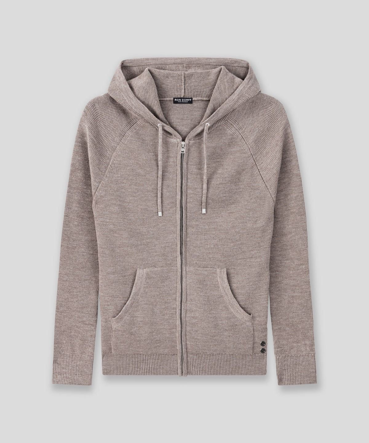 Pull à capuche en laine côtelée: Beige sable