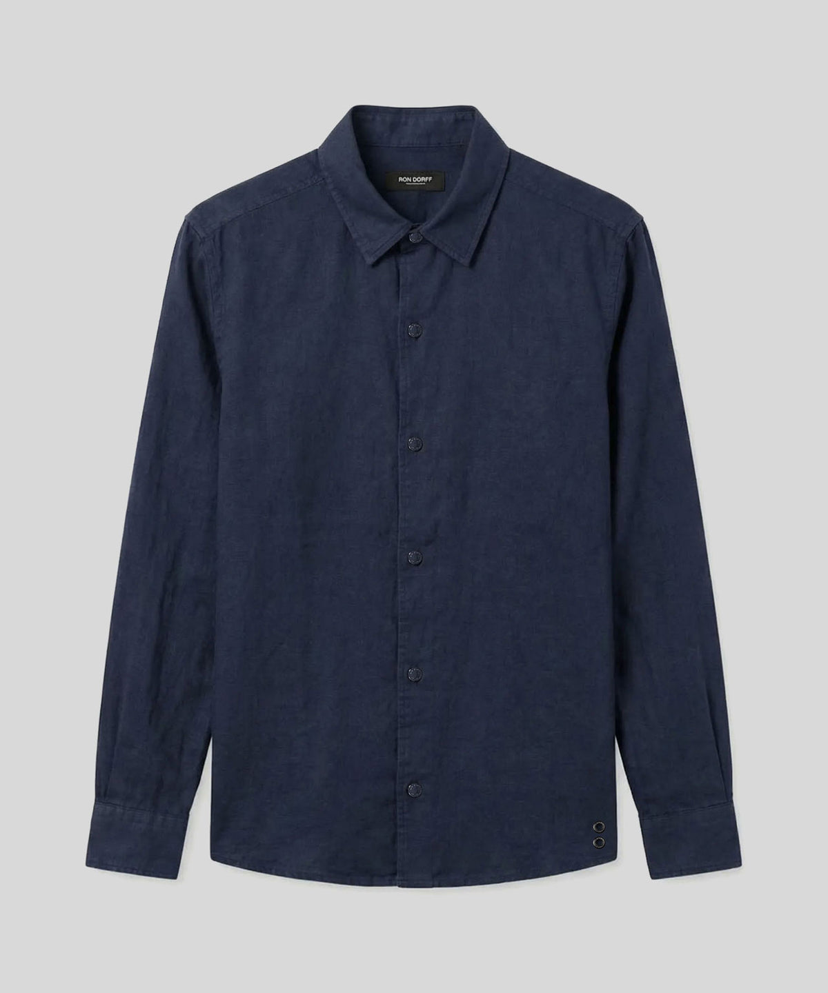 Cotton Linen Long Sleeve Shirt: Navy